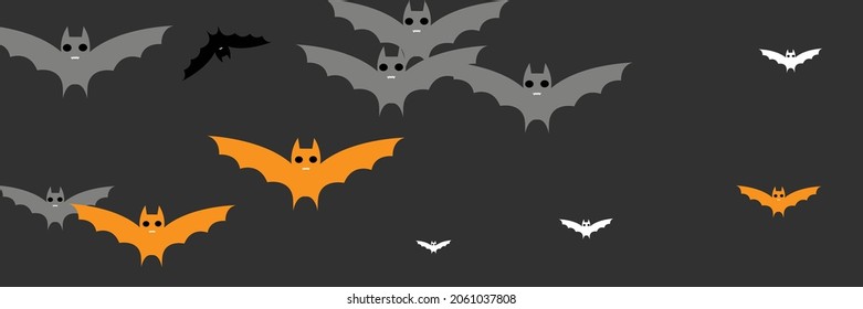 Orange Cartoon Dracula Creepy Vampire Bats Design Pic. Horror Grey Faces Chaos Fear Backdrop. White Scary Monster Gothic Black Halloween Art Illustration. Funny Spooky Sky Mysterious Party Bats.
