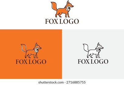 Orange Cartoon Fox Logo Design Ganzkörper