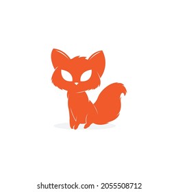 orange cartoon fox silhouette. simple and modern. can be used as an icon or logo.