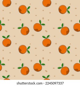 Orange cartoon so fresh.on polka dot background.pattern seamless vector illustration.