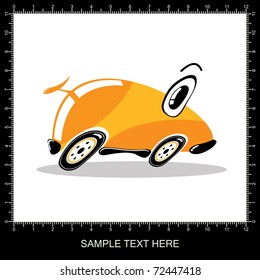 Orange cartoon funny car