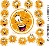 orange cartoon with many expressions