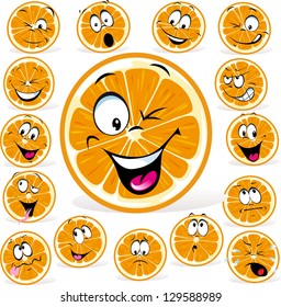 orange cartoon with many expressions