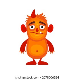 Orange Cartoon Monster on White Background. Vector