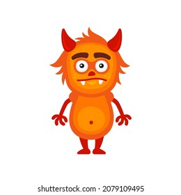 Orange Cartoon Monster on White Background. Vector