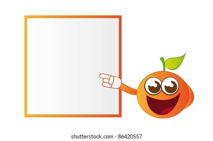 orange cartoon with space advertising isolated over white background. vector