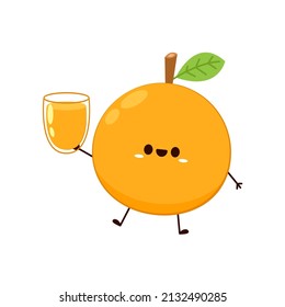 Orangefarbener Cartoon-Vektor. Orangefarbenes Zeichendesign. Orangensaft.