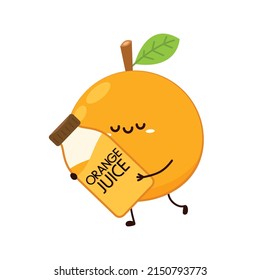 Orange cartoon vector. Orange character design. Orange juice.