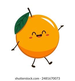 Orange cartoon vector. Orange character design. 