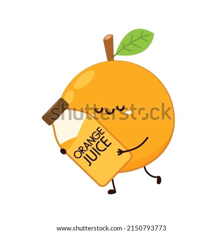 Orange cartoon vector. Orange character design. Orange juice.