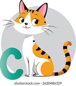 Orange Cat with Alphabet C