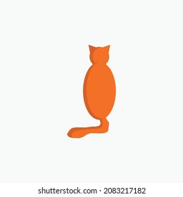 Orange Cat Back View Design Vector. Illustration Cartoon