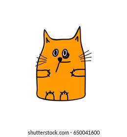 Orange cat with black eye, Vector illustration.