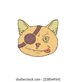Orange cat with blindfold, suitable for sticker design and t-shirt design