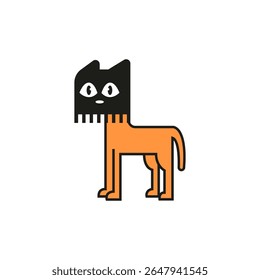 Orange Cat Burglar Vector Design Illustration. Silly Cat Logo