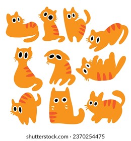 orange cat cartoon drawing image for pet or decor concept