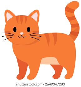 Orange cat cartoon kawaii flat illustration. Fat orange cat.