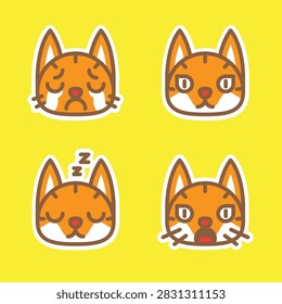 Orange Cat 
Character Design Animal Pet Set Pose Cartoon Chibi Sticker
Cute Funny Anime Avatar Happy Worry Sleepy Angry Judging Resting Surprised Gasp Sad Crying