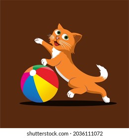 orange cat character playing ball