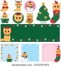 orange cat Christmas background,
cute festive cat wallpaper,
holiday cat illustrations