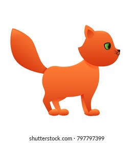 Orange cat cute cartoon character isolated on white background. Vector illustration