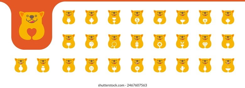 orange cat cute mascot icon vector designs