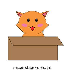 Orange Cat Cute Stickers in the box