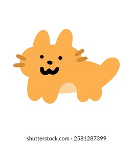 Orange cat doodle, illustration, simple, minimalist, hand-drawn, playful, clean, cute, aesthetic and friendly