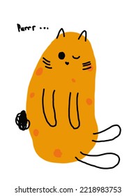 Orange cat doodle on plain background, vector for web banner, business presentation, branding package, fabric print, wallpaper, social media post, doodle, notes, book covers, wall decor