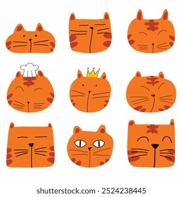 orange cat drawing bundle set for pet or animal concept.