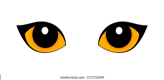 Orange Cat Eyes Isolated On White Background. Vector Illustration