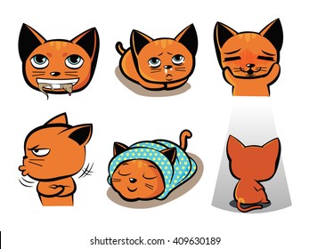 Orange cat face set