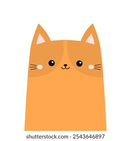 Icono de silueta de cara de gato naranja. Divertida cabeza de gatito. Personaje lindo del bebé del kawaii de la historieta. Orejas rosadas, mejillas. Mascota animal. Tarjeta de amor feliz día de San Valentín. Pegatina de impresión Diseño plano Vector de fondo blanco