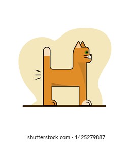 Orange cat farts. Flat icon. Vector illustration design. Beige background