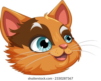 An Orange Cat Head with Striking Blue Eyes illustration