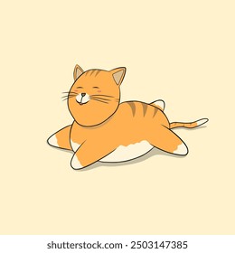 Orange cat image, vector type cat sticker