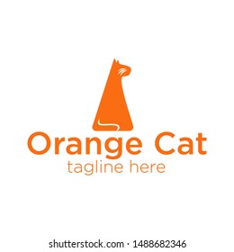 Orange cat logo design. White isolated background. Minimalistic logo design. Creative logo. Beautiful and simple element