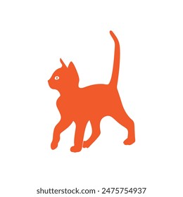 Orangefarbenes Katzenlogo. Orange Silhouette der Katze. Vektorillustration.