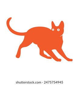Orange Cat Logo. Orange silhouette of cat. Vector illustration.