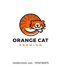 orange cat logo vector icon illustration