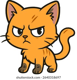 orange cat is looking intently and angry