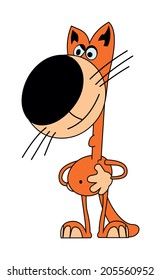 Orange cat is looking at the right