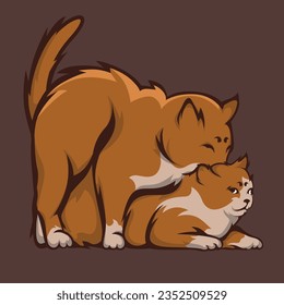 orange cat mating illustration, cat making love vector