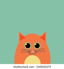 Orange cat on a green pastel color background.