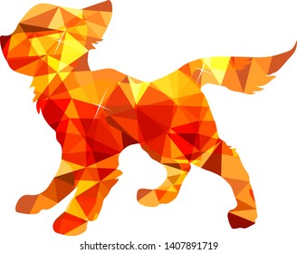 Orange cat on white, isolated vector object, low poly