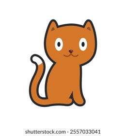 orange cat with outline in flat vector design.