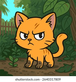 the orange cat is outside the house