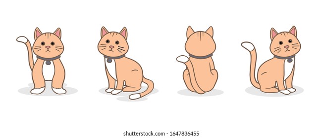 orange Cat Set illustration pose, Vector Illustration Cartoon it can be used for patern, print product, sticker etc.