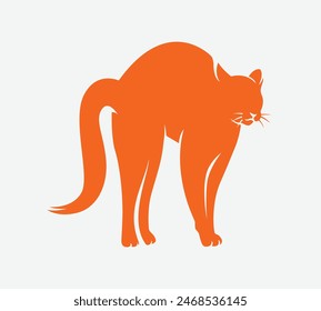 orange cat silhouette on white background. for logo, icon, print, and more. vector illustration.