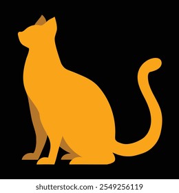 Orange cat silhouette vector with a black background